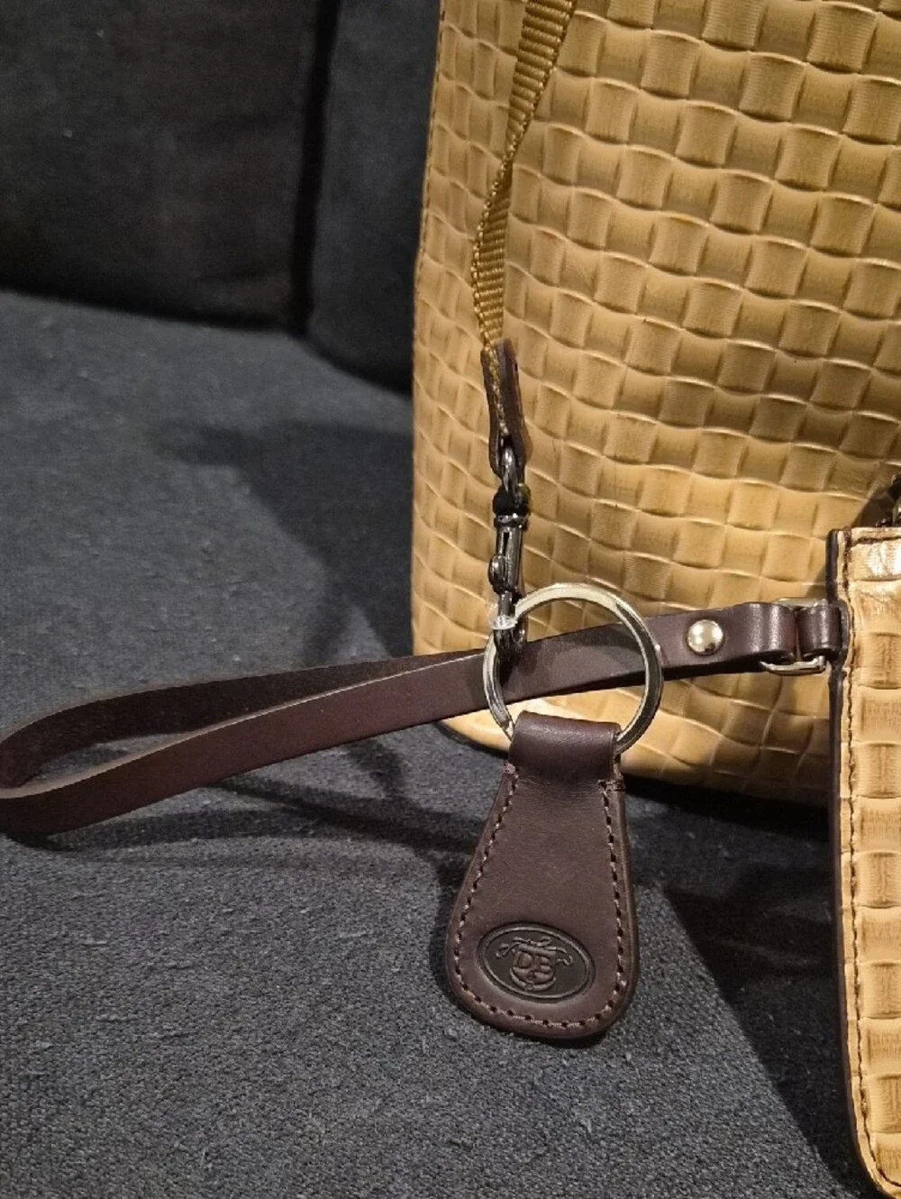 DOONEY & BOURKE Lilliana Tan Woven Tote with Brown Trim and Wristlet